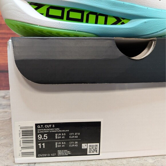Nike Air Zoom GT Cut 3 Men\'s Size 9.5 White Bleached Turquoise Shoes DV2913-107 main image 5
